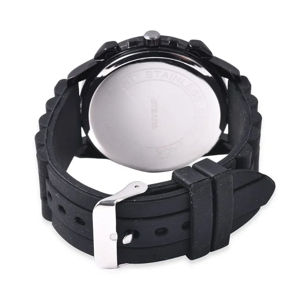 STRADA Geometric Pattern Watch with Black S…